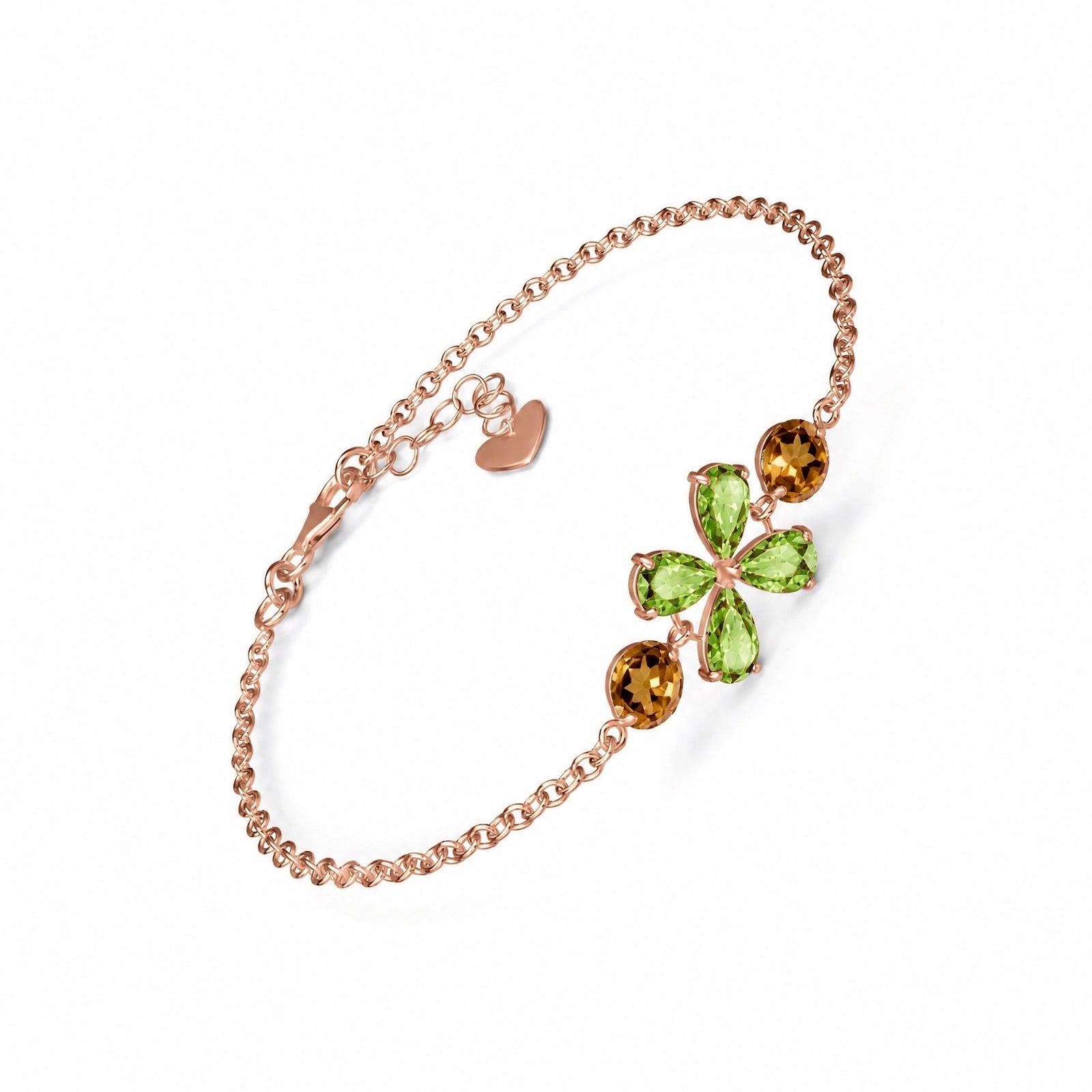 Rose Gold Cluster Gemstone Bracelet Amethyst 10K — Fioretta