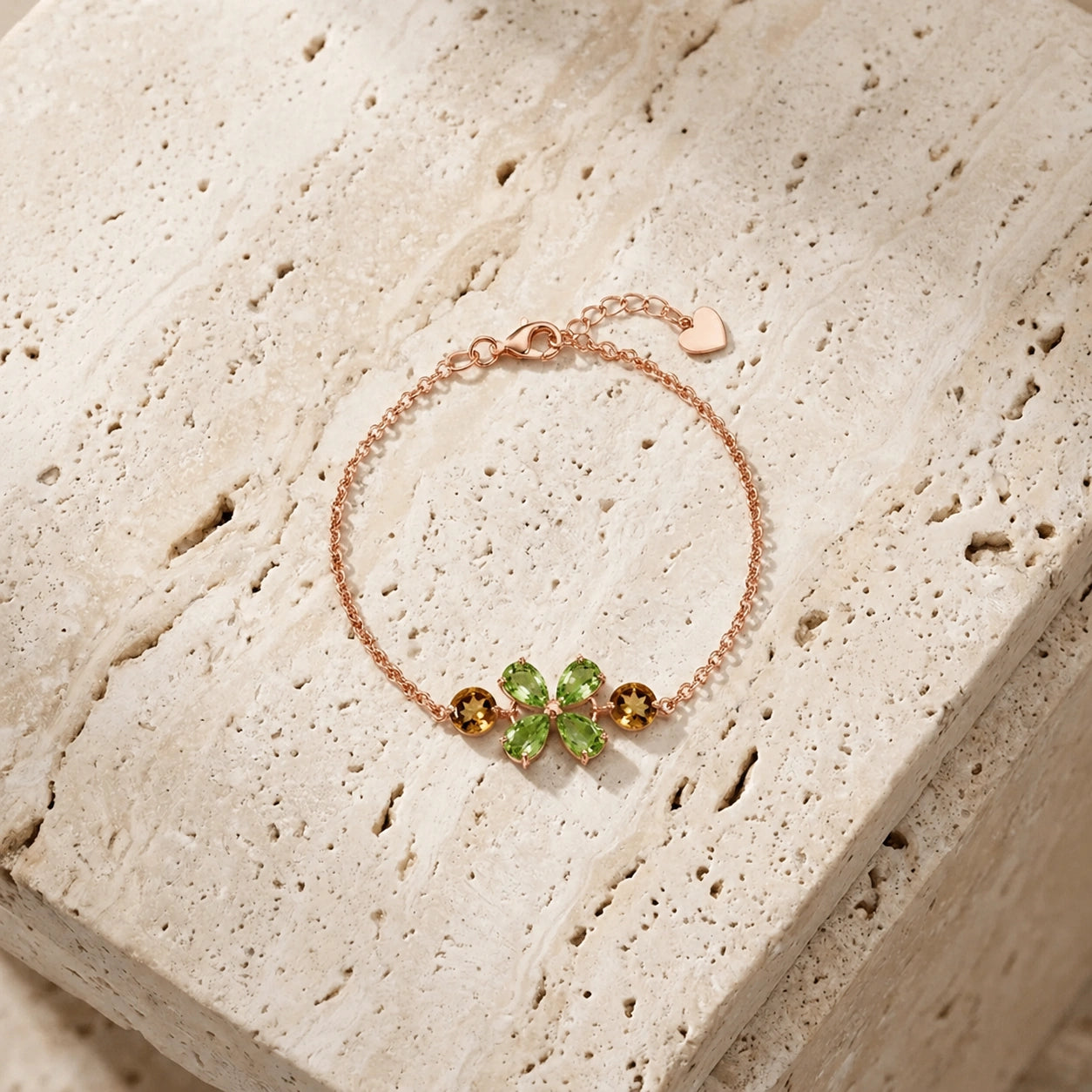 Rose Gold Cluster Gemstone Bracelet Amethyst 10K — Fioretta