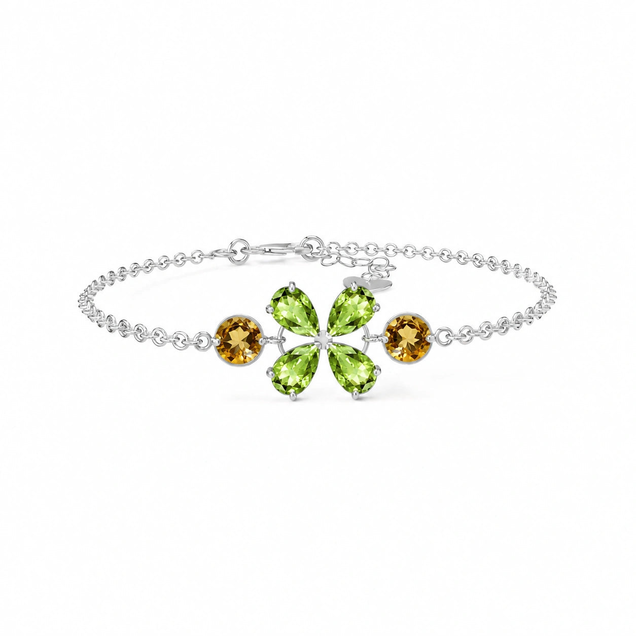 White Gold Cluster Gemstone Bracelet Amethyst 10K — Fioretta