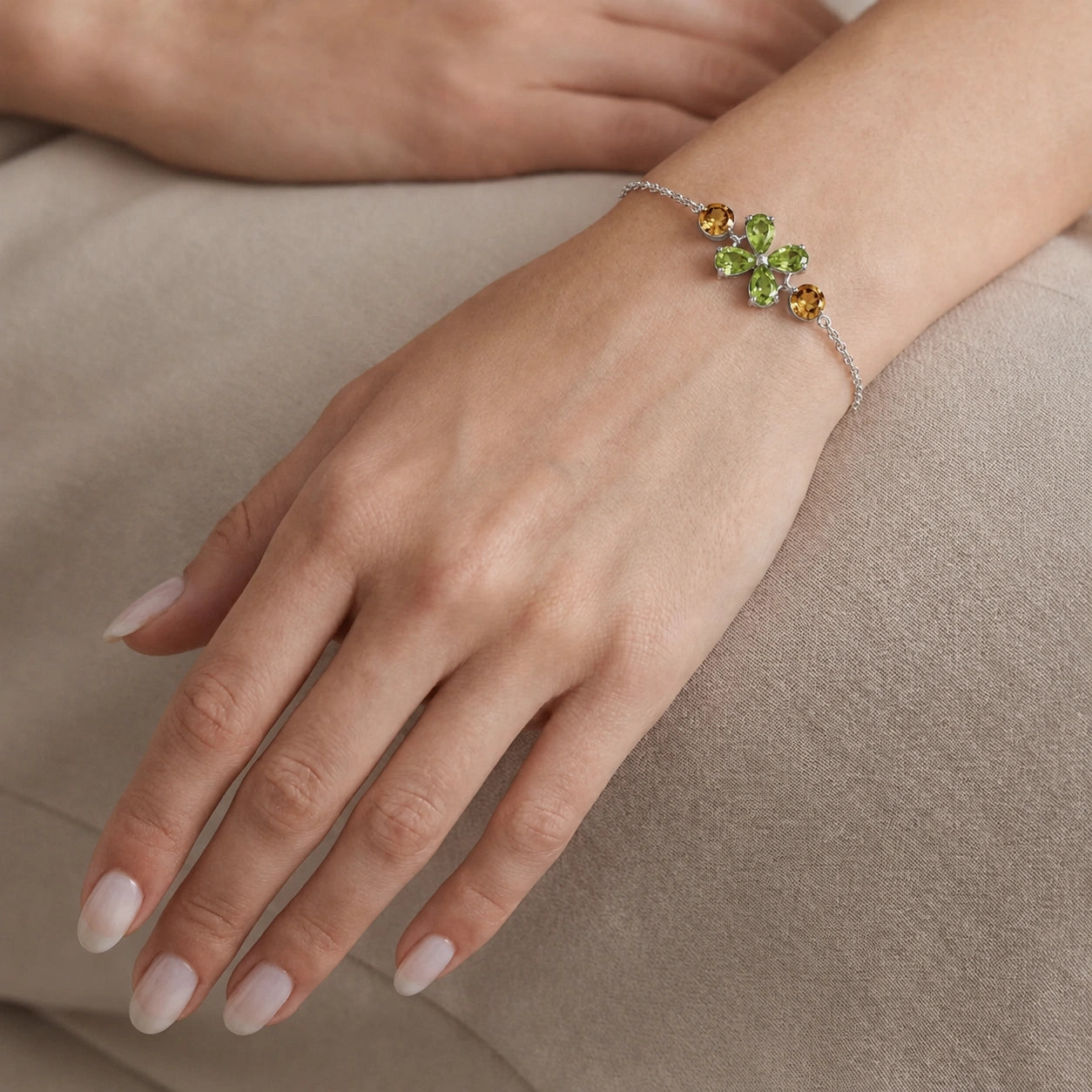 White Gold Cluster Gemstone Bracelet Amethyst 10K — Fioretta