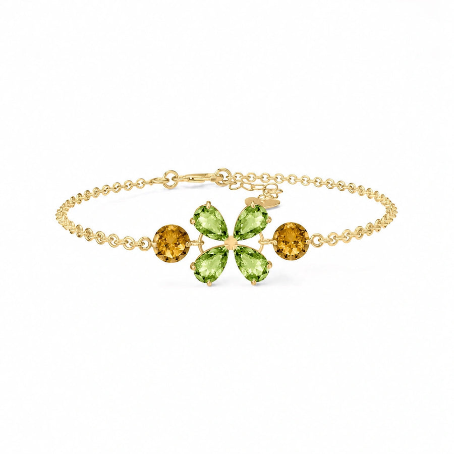 Yellow Gold Cluster Gemstone Bracelet Amethyst 10K — Fioretta