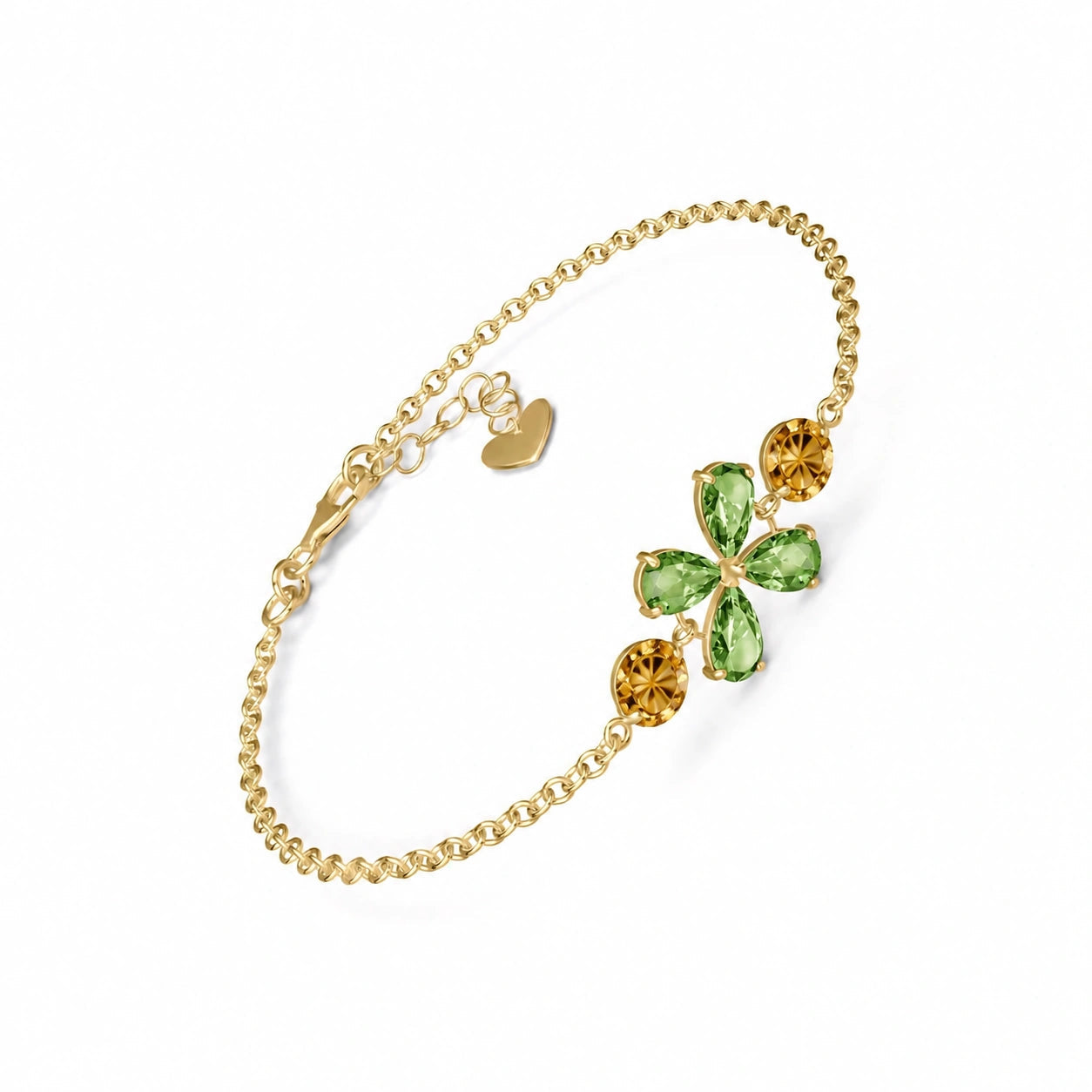 Yellow Gold Cluster Gemstone Bracelet Amethyst 10K — Fioretta