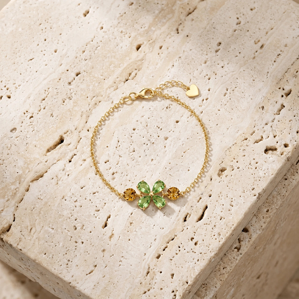 Yellow Gold Cluster Gemstone Bracelet Amethyst 10K — Fioretta