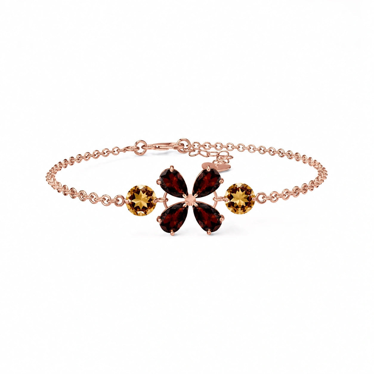 Rose Gold Cluster Gemstone Bracelet Aquamarine 10K — Fioretta