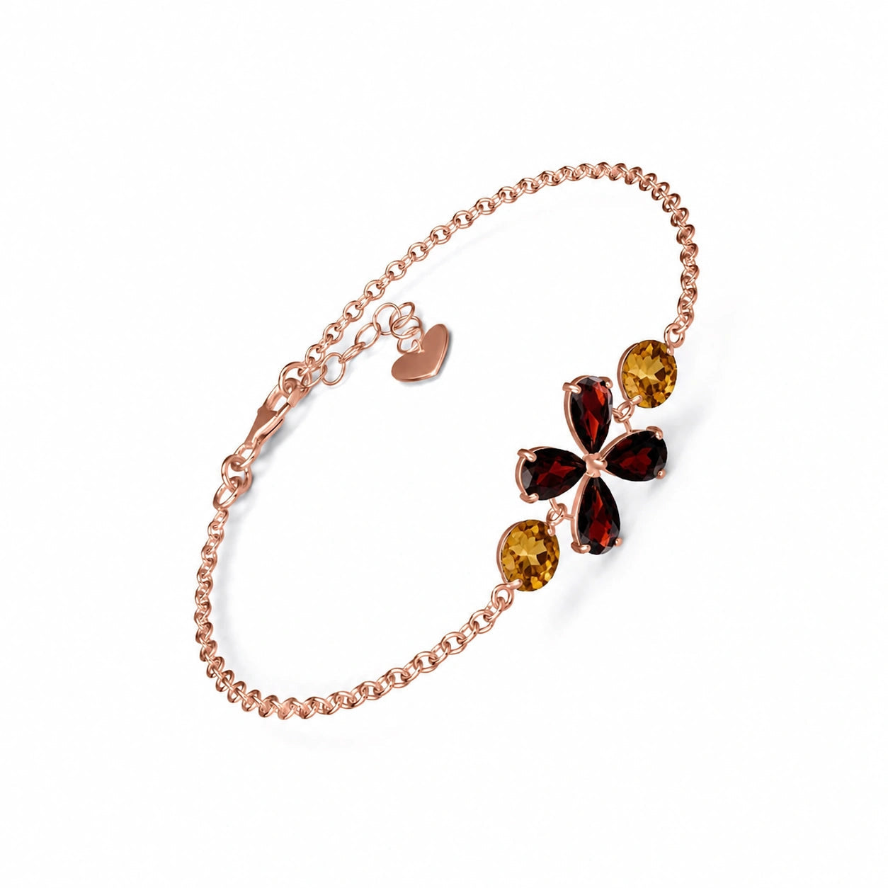 Rose Gold Cluster Gemstone Bracelet Aquamarine 10K — Fioretta