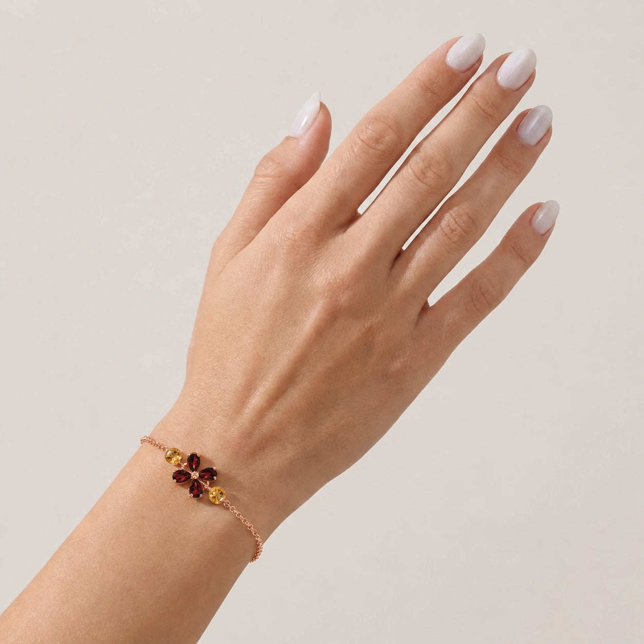 Rose Gold Cluster Gemstone Bracelet Aquamarine 10K — Fioretta