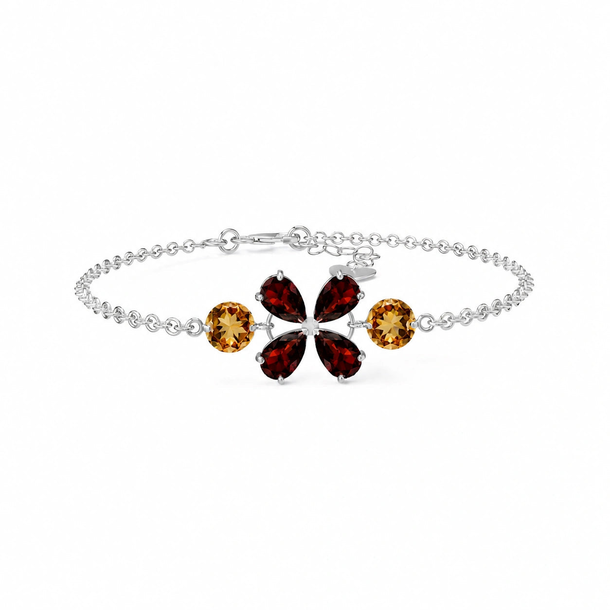 White Gold Cluster Gemstone Bracelet Aquamarine 10K — Fioretta