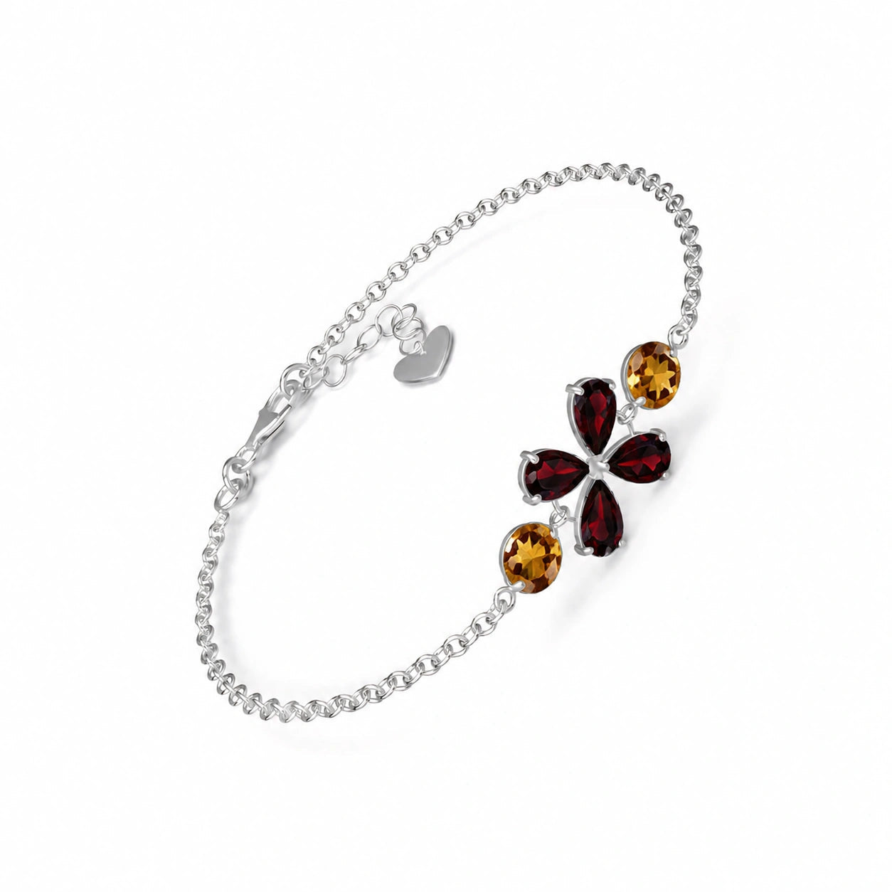 White Gold Cluster Gemstone Bracelet Aquamarine 10K — Fioretta