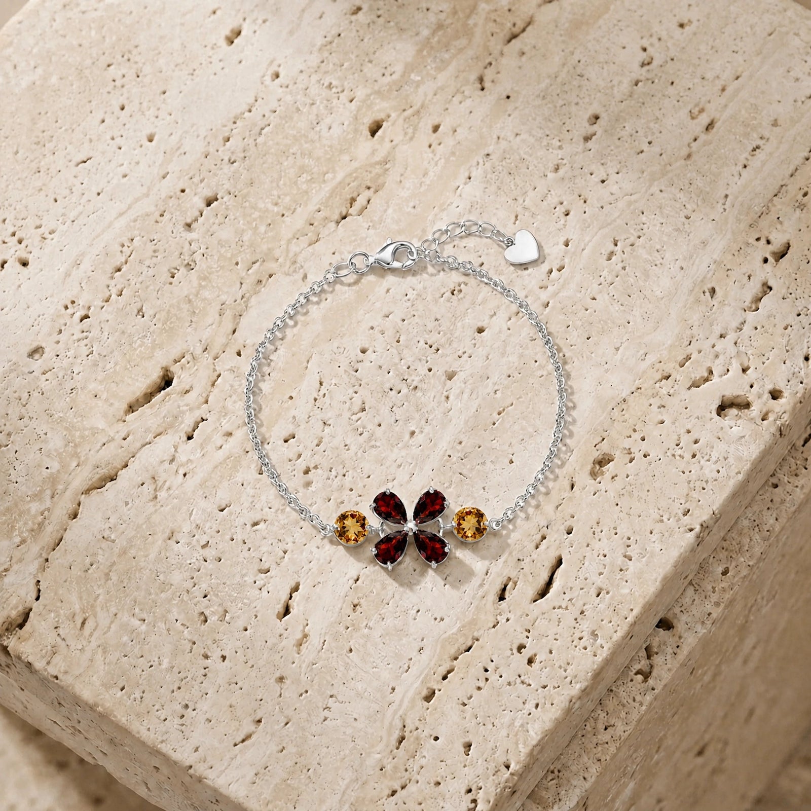 White Gold Cluster Gemstone Bracelet Aquamarine 10K — Fioretta