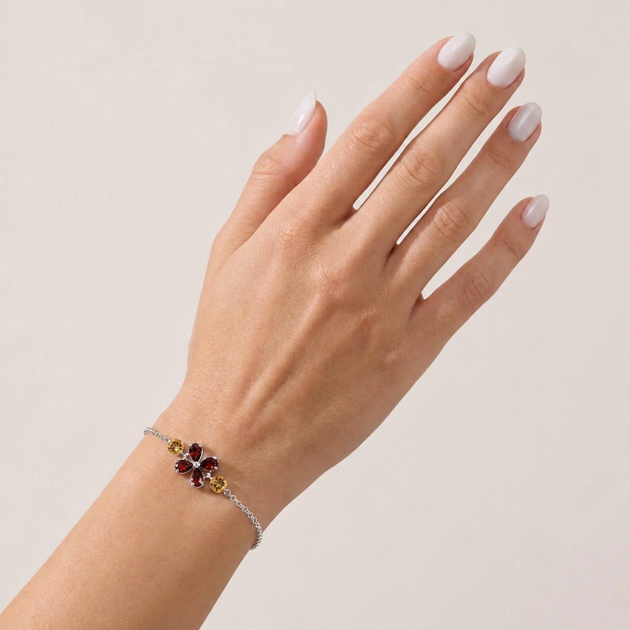 White Gold Cluster Gemstone Bracelet Aquamarine 10K — Fioretta