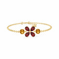 Yellow Gold Cluster Gemstone Bracelet Aquamarine 10K — Fioretta