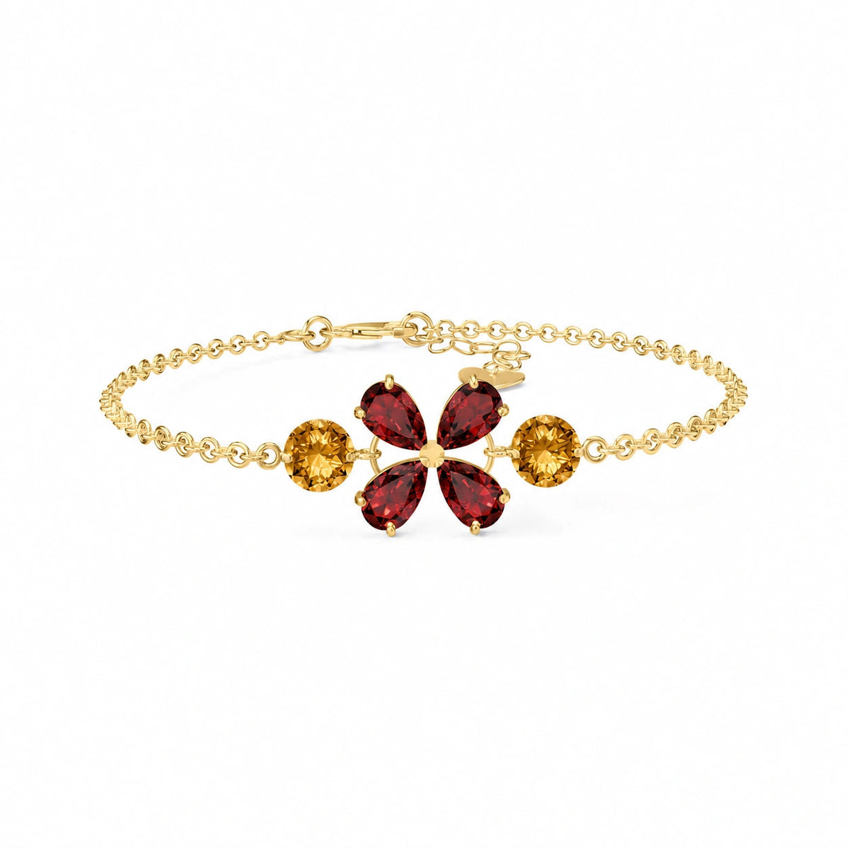 Yellow Gold Cluster Gemstone Bracelet Aquamarine 10K — Fioretta
