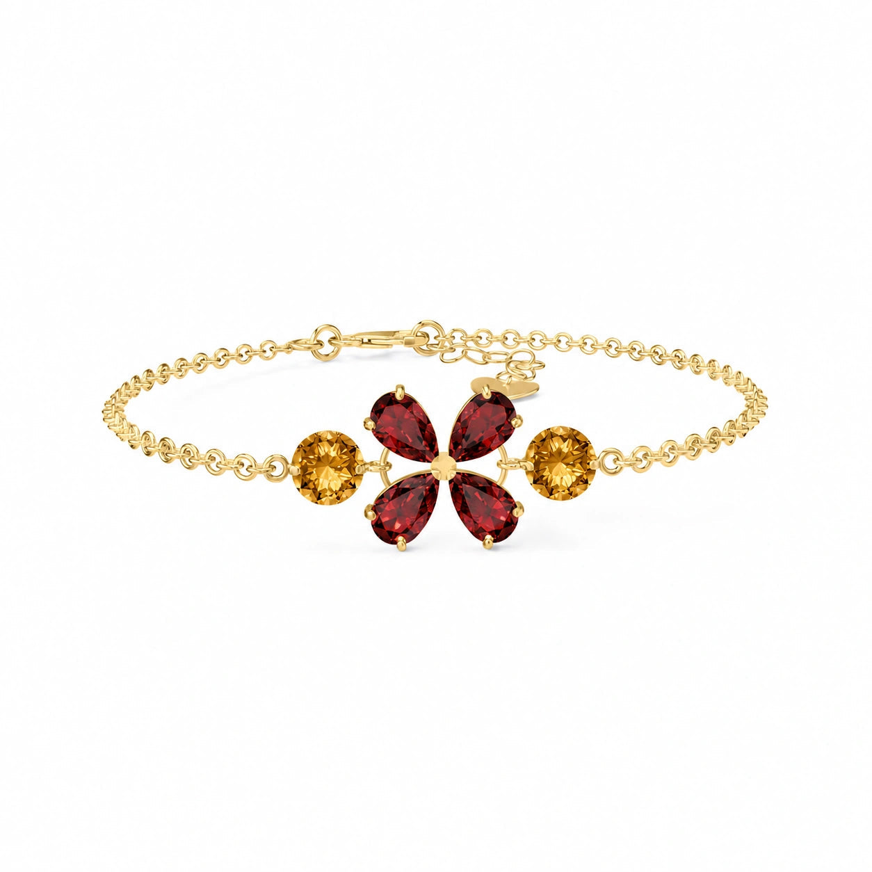 Yellow Gold Cluster Gemstone Bracelet Aquamarine 10K — Fioretta