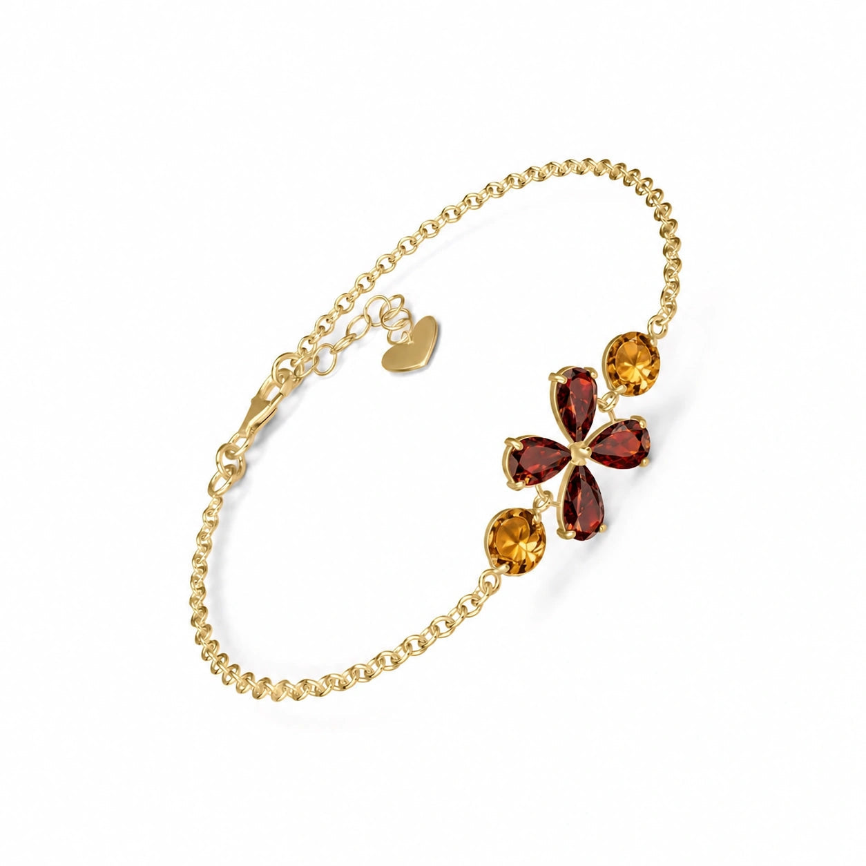 Yellow Gold Cluster Gemstone Bracelet Aquamarine 10K — Fioretta