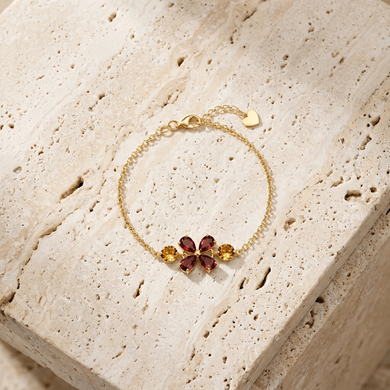 Yellow Gold Cluster Gemstone Bracelet Aquamarine 10K — Fioretta