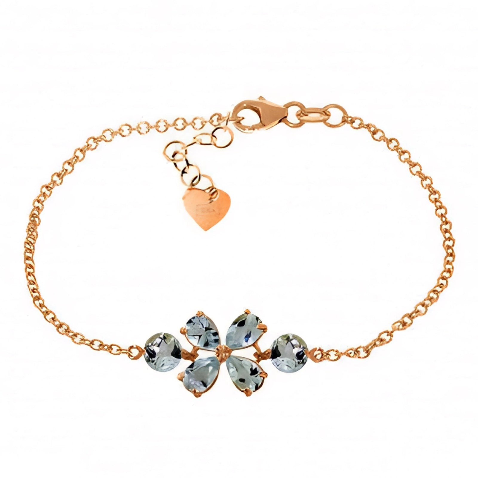Rose Gold Cluster Gemstone Bracelet Blue Topaz 10K — Fioretta