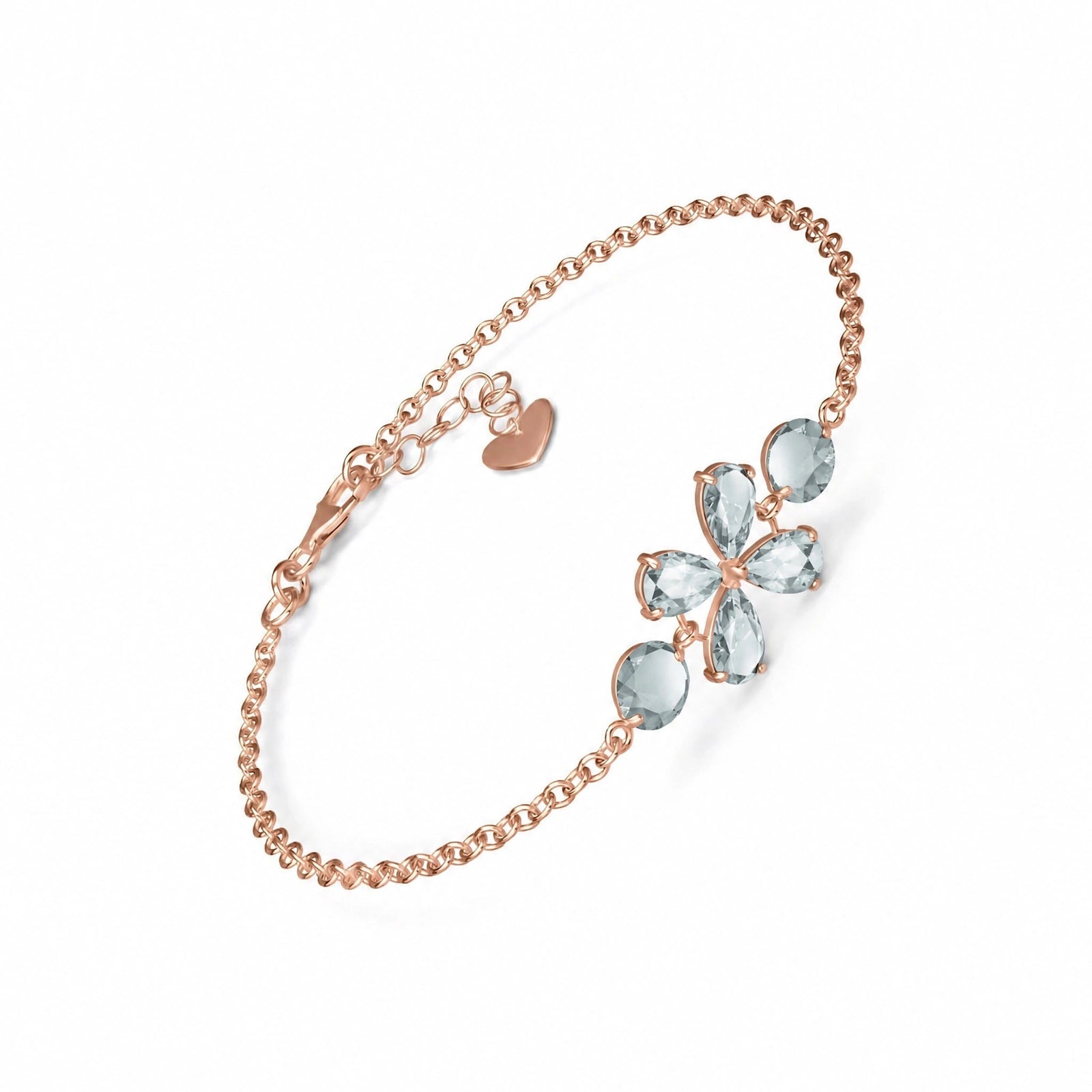 Rose Gold Cluster Gemstone Bracelet Blue Topaz 10K — Fioretta