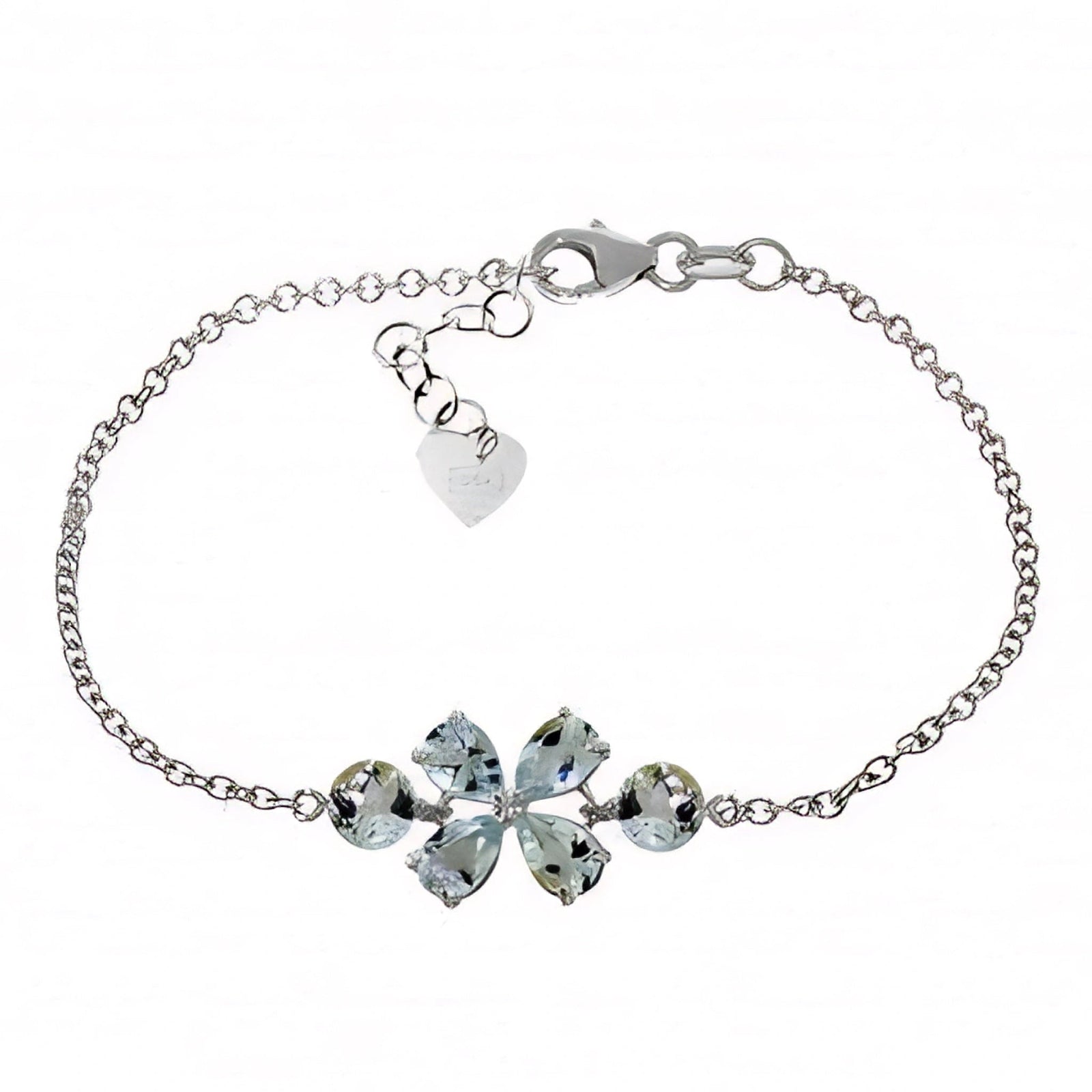 White Gold Cluster Gemstone Bracelet Blue Topaz 10K — Fioretta