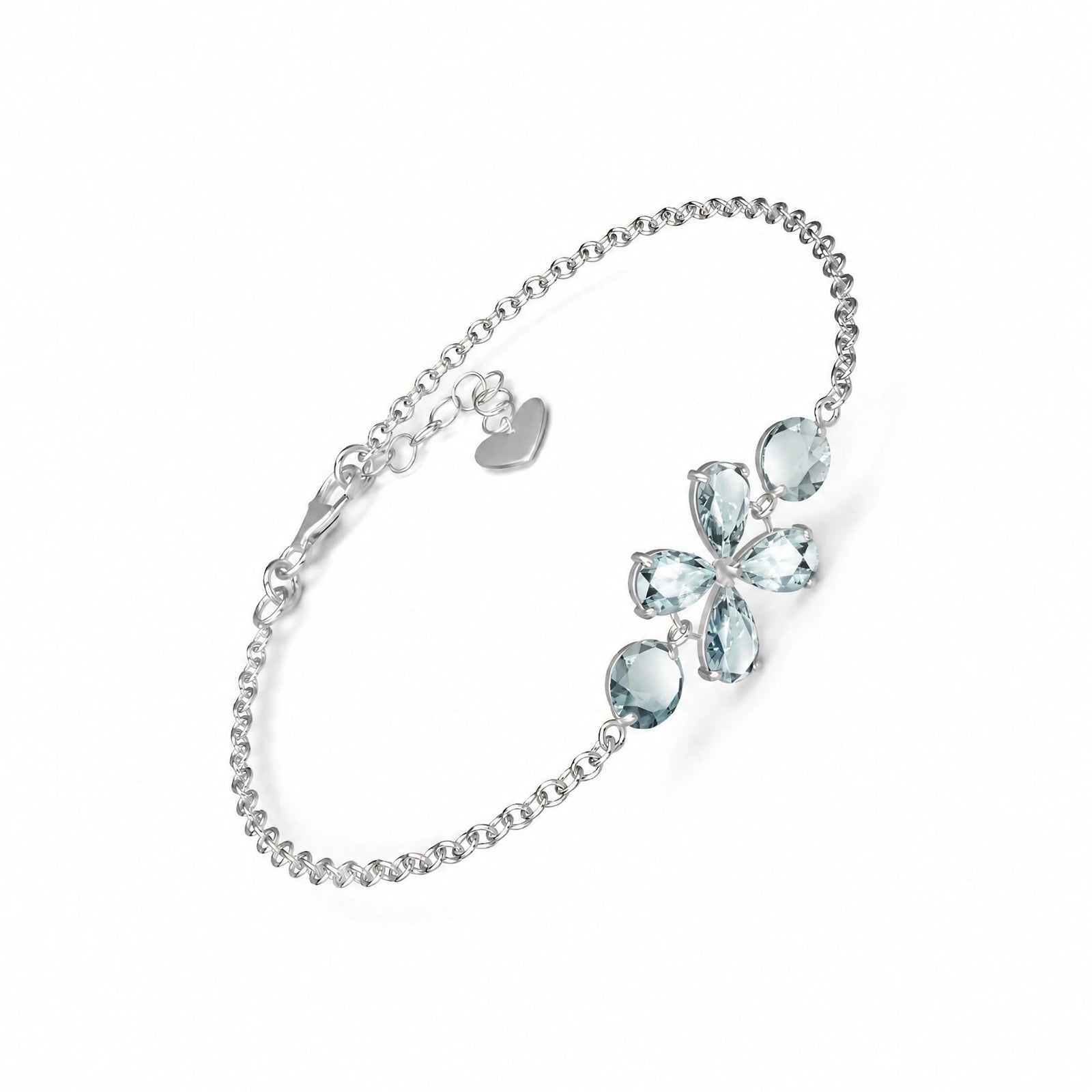 White Gold Cluster Gemstone Bracelet Blue Topaz 10K — Fioretta