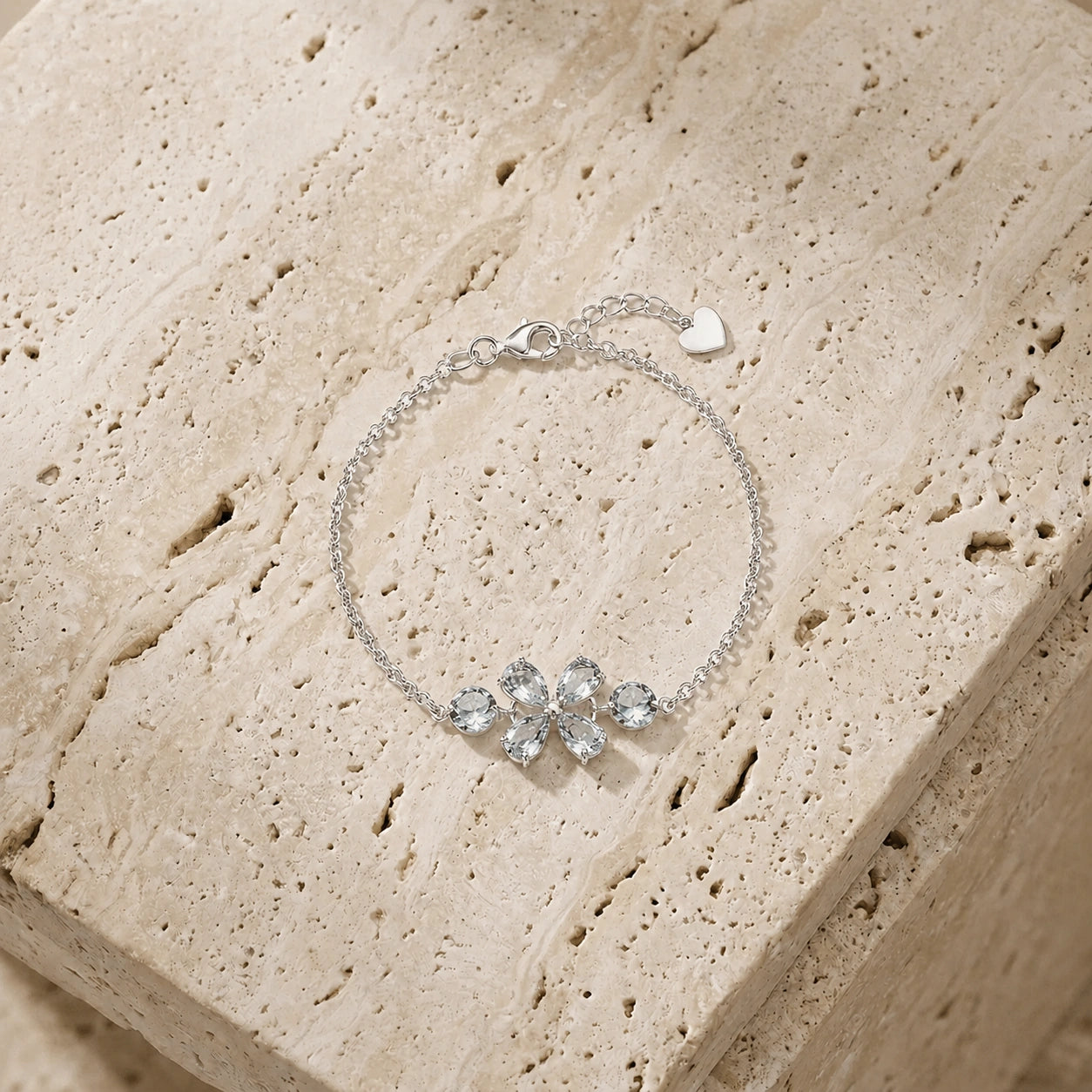 White Gold Cluster Gemstone Bracelet Blue Topaz 10K — Fioretta