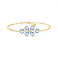 Yellow Gold Cluster Gemstone Bracelet Blue Topaz 10K — Fioretta