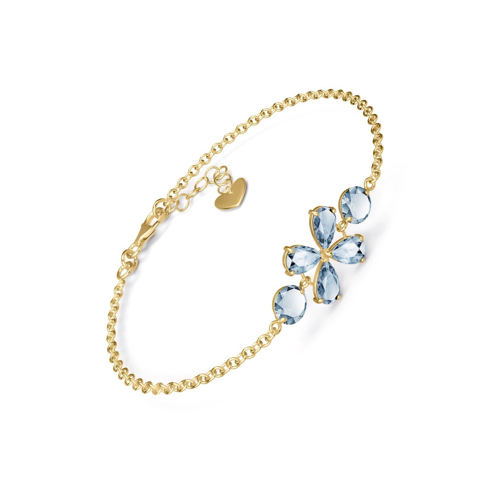 Yellow Gold Cluster Gemstone Bracelet Blue Topaz 10K — Fioretta