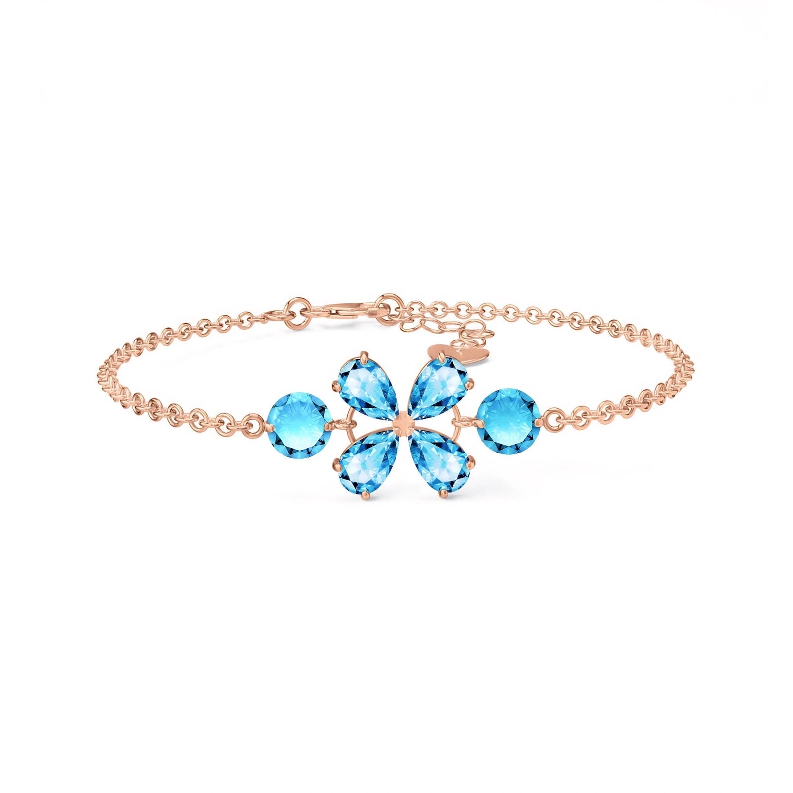 Rose Gold Cluster Gemstone Bracelet Citrine 10K — Fioretta