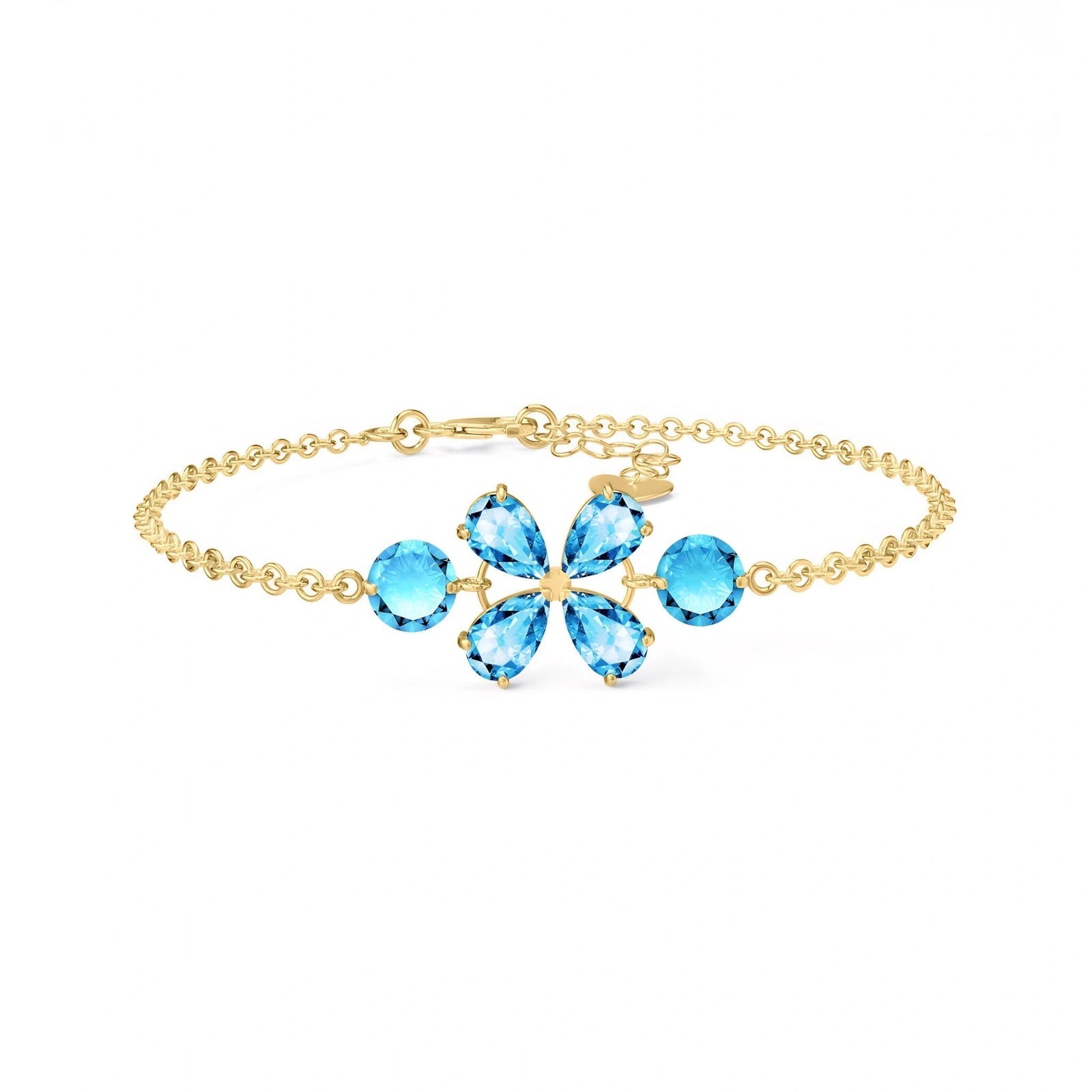 Yellow Gold Cluster Gemstone Bracelet Citrine 10K — Fioretta