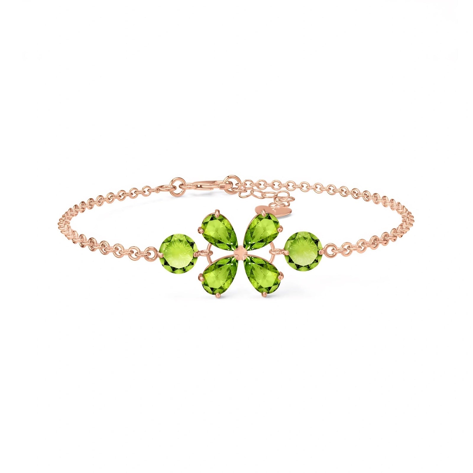 Rose Gold Cluster Gemstone Bracelet Emerald 10K — Fioretta