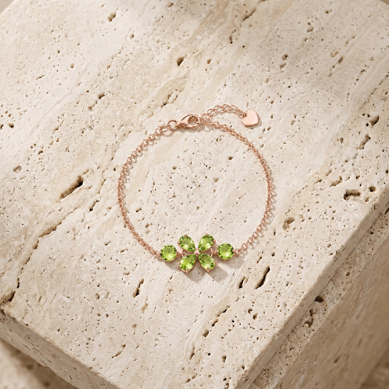 Rose Gold Cluster Gemstone Bracelet Emerald 10K — Fioretta