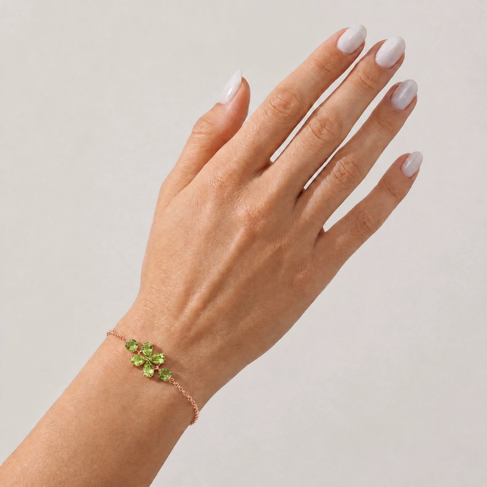 Rose Gold Cluster Gemstone Bracelet Emerald 10K — Fioretta