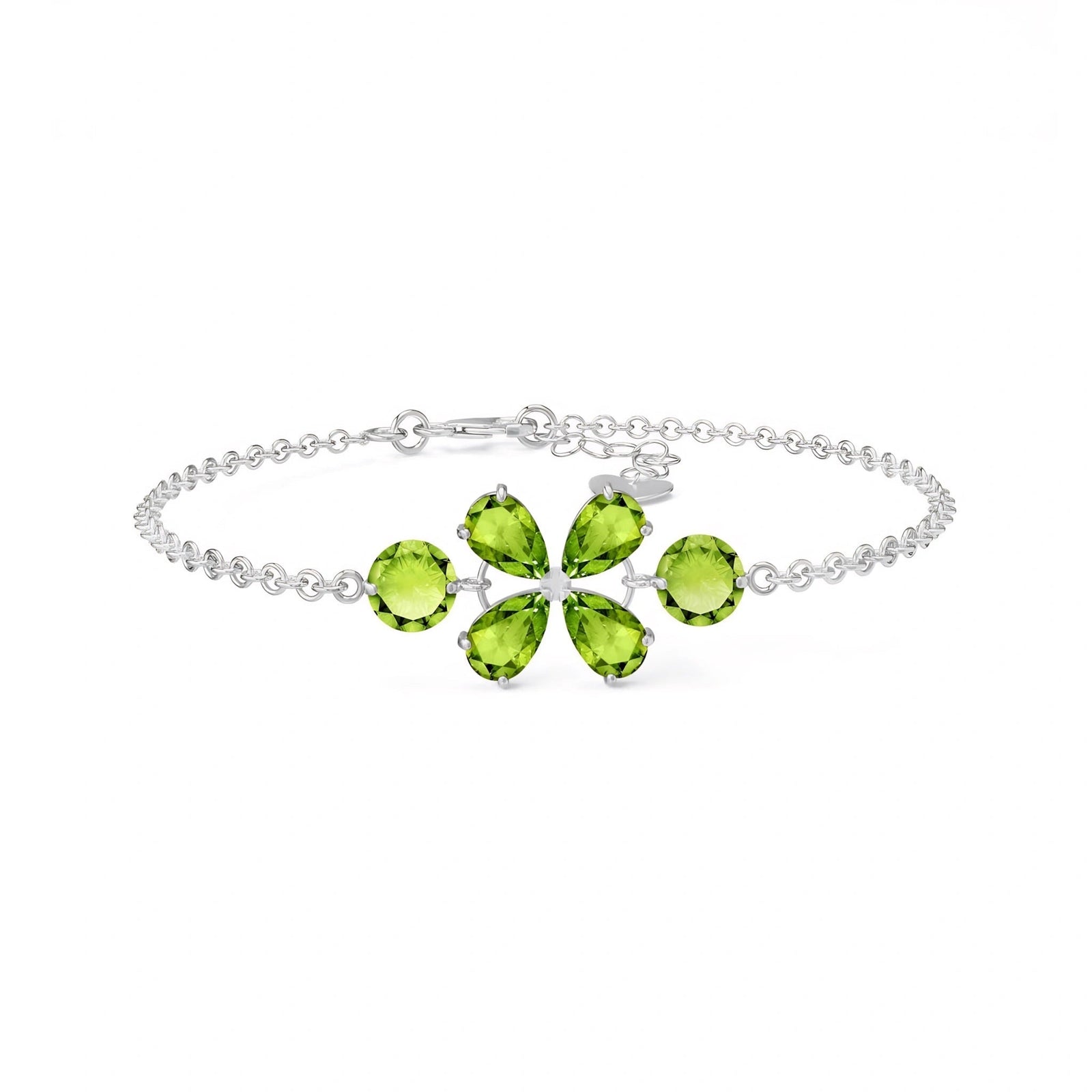 White Gold Cluster Gemstone Bracelet Emerald 10K — Fioretta