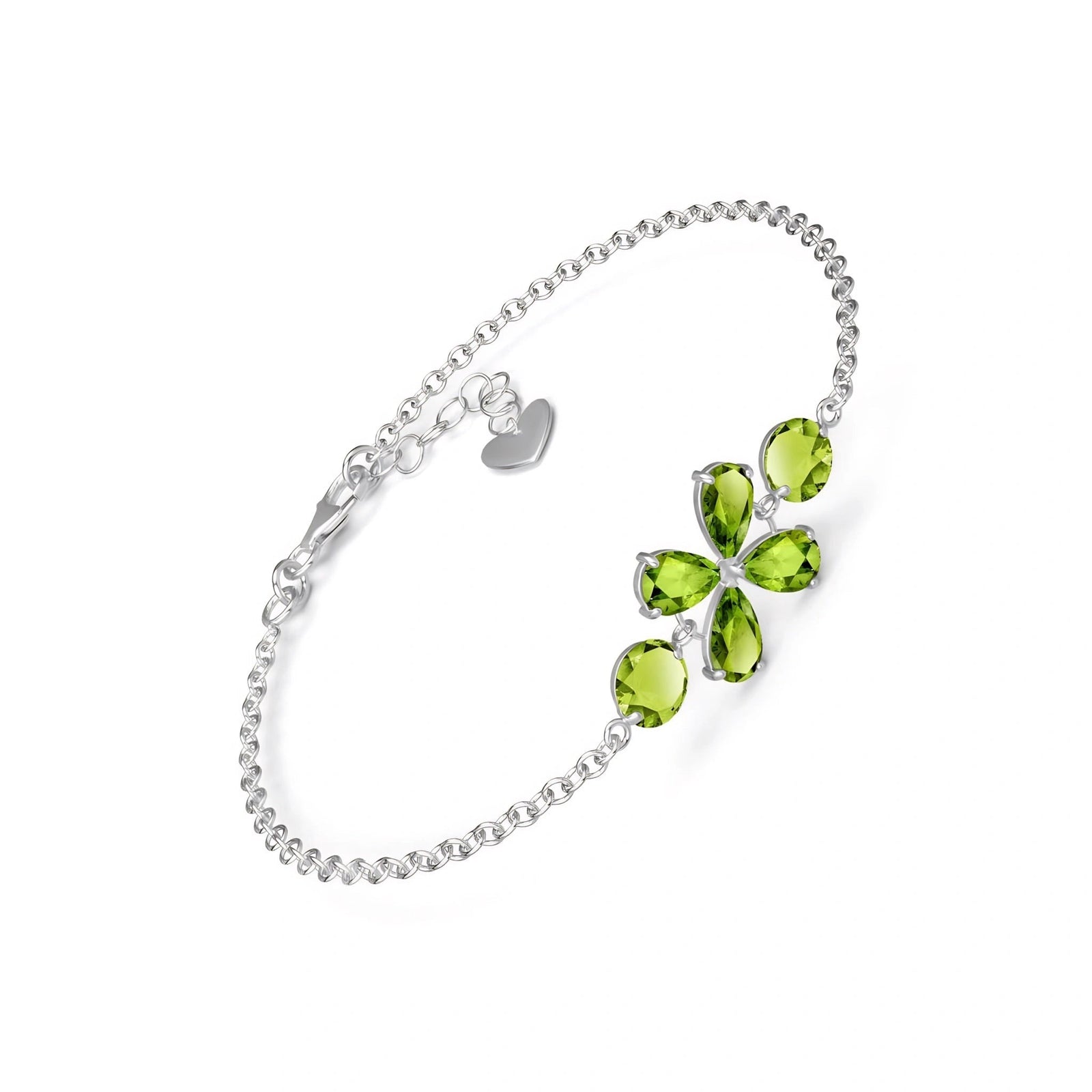 White Gold Cluster Gemstone Bracelet Emerald 10K — Fioretta