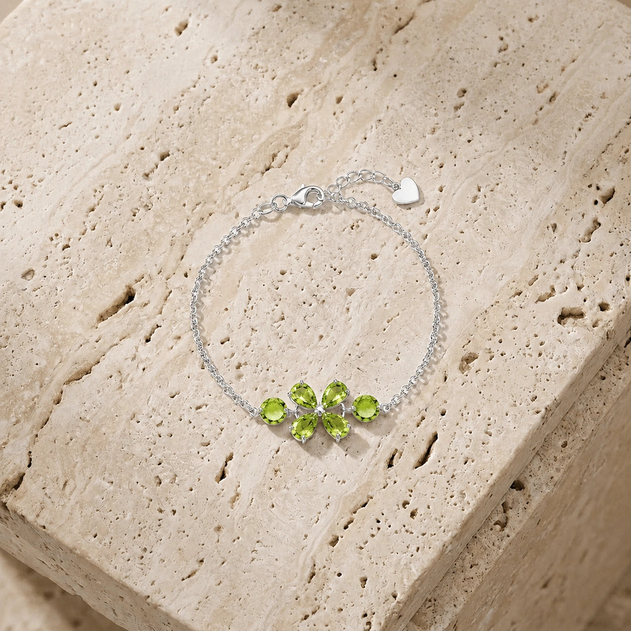 White Gold Cluster Gemstone Bracelet Emerald 10K — Fioretta