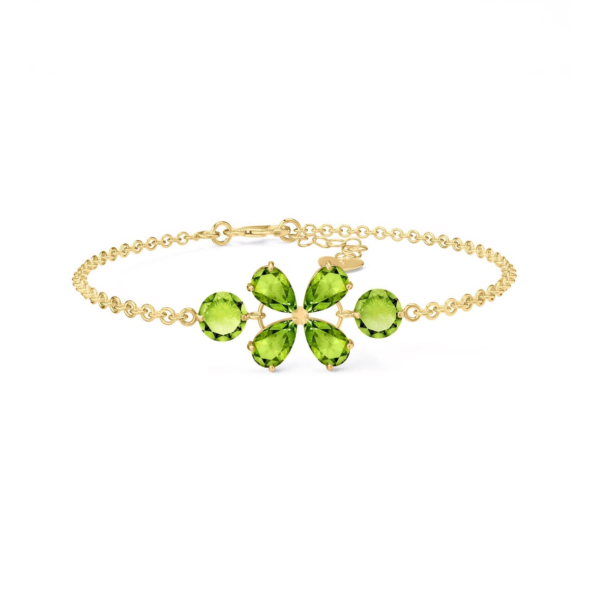 Yellow Gold Cluster Gemstone Bracelet Emerald 10K — Fioretta