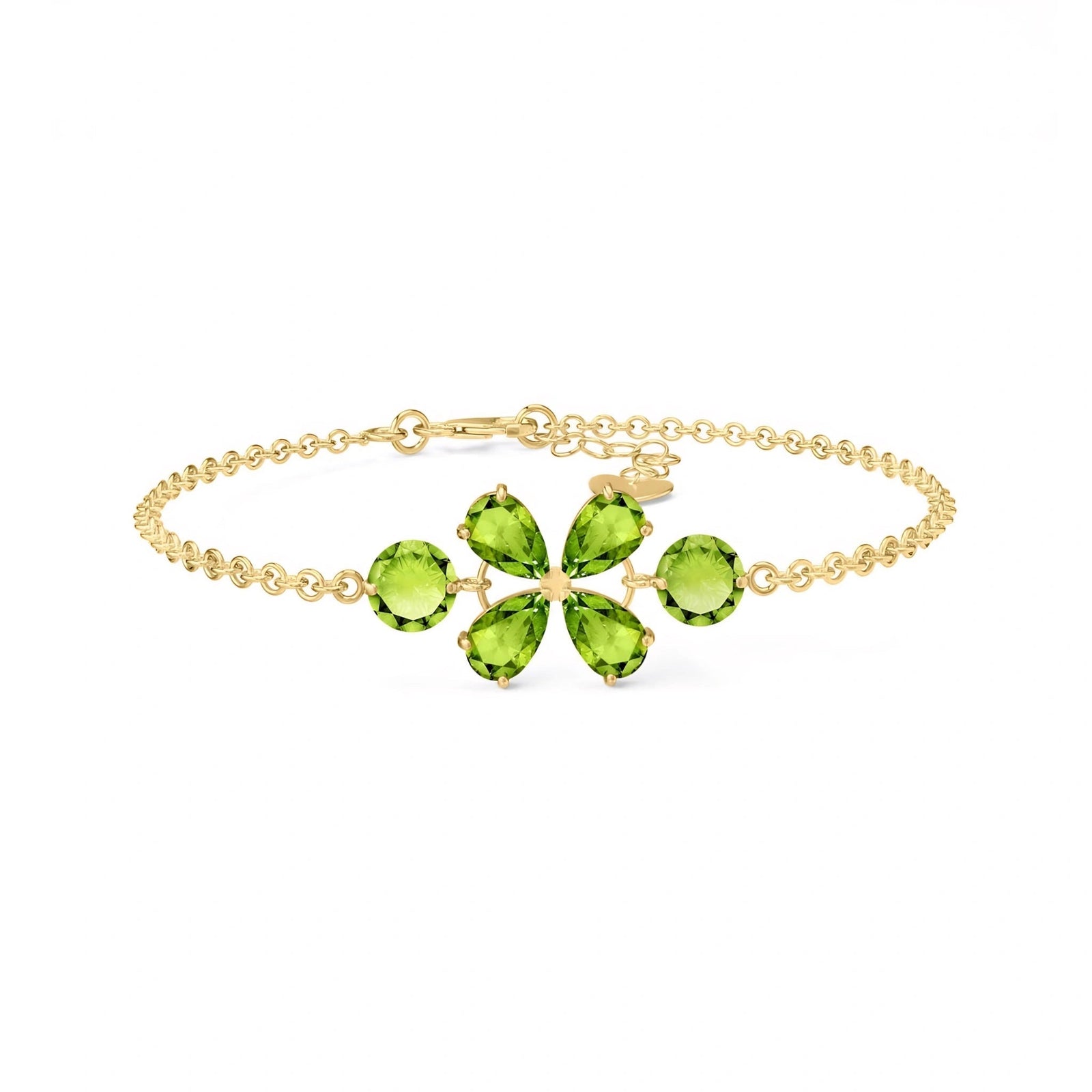 Yellow Gold Cluster Gemstone Bracelet Emerald 10K — Fioretta