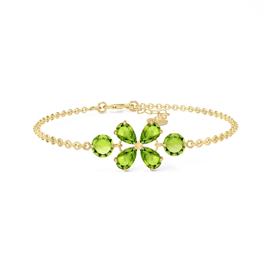 Yellow Gold Cluster Gemstone Bracelet Emerald 10K — Fioretta