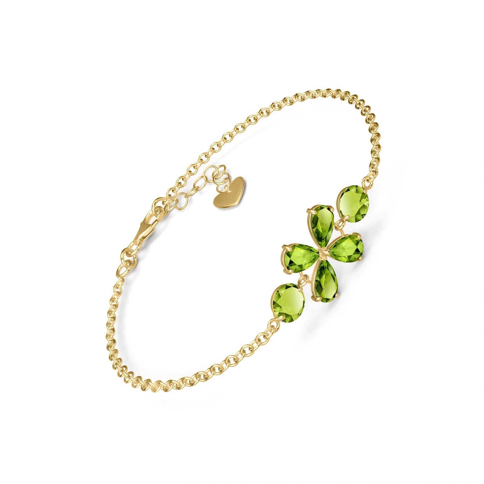 Yellow Gold Cluster Gemstone Bracelet Emerald 10K — Fioretta