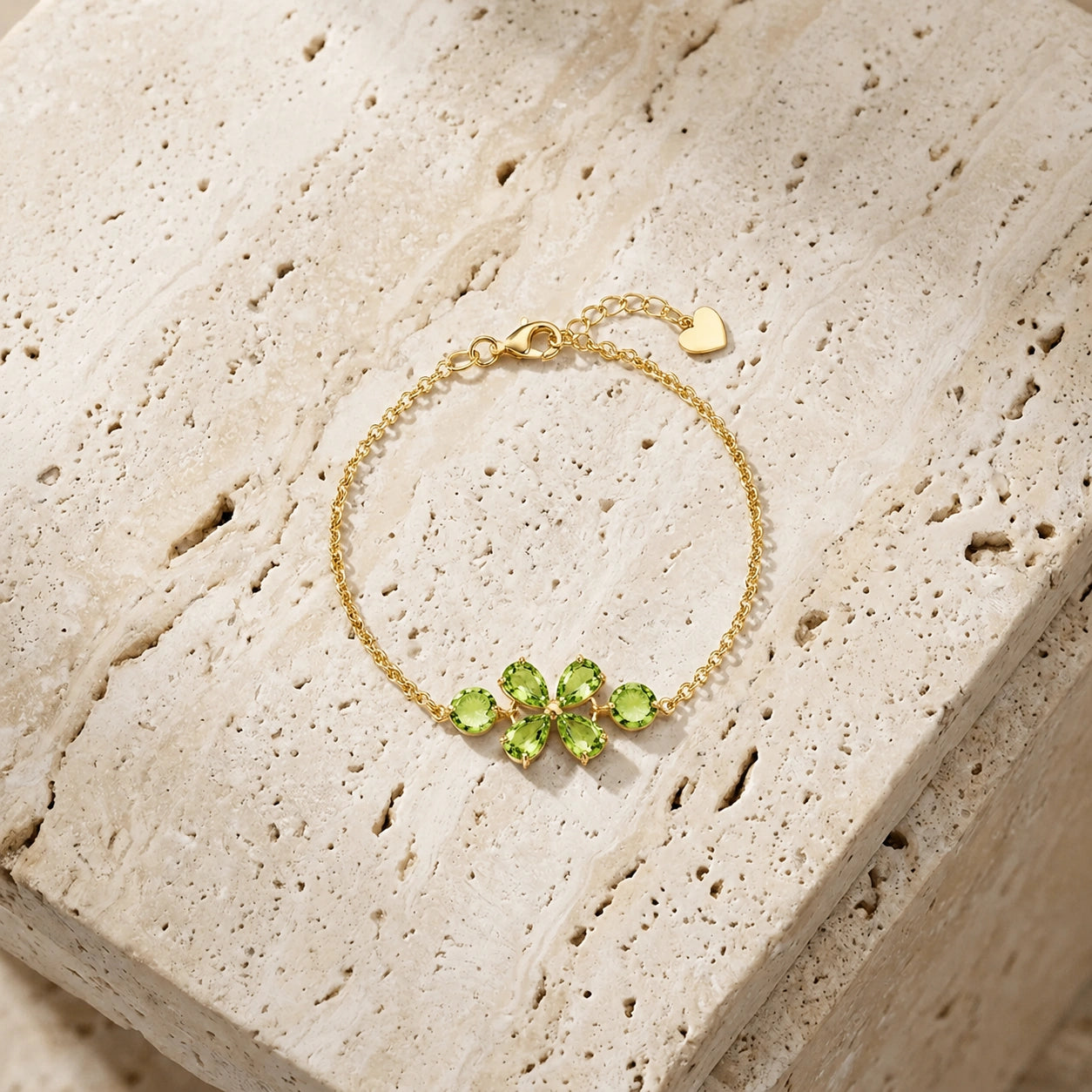 Yellow Gold Cluster Gemstone Bracelet Emerald 10K — Fioretta