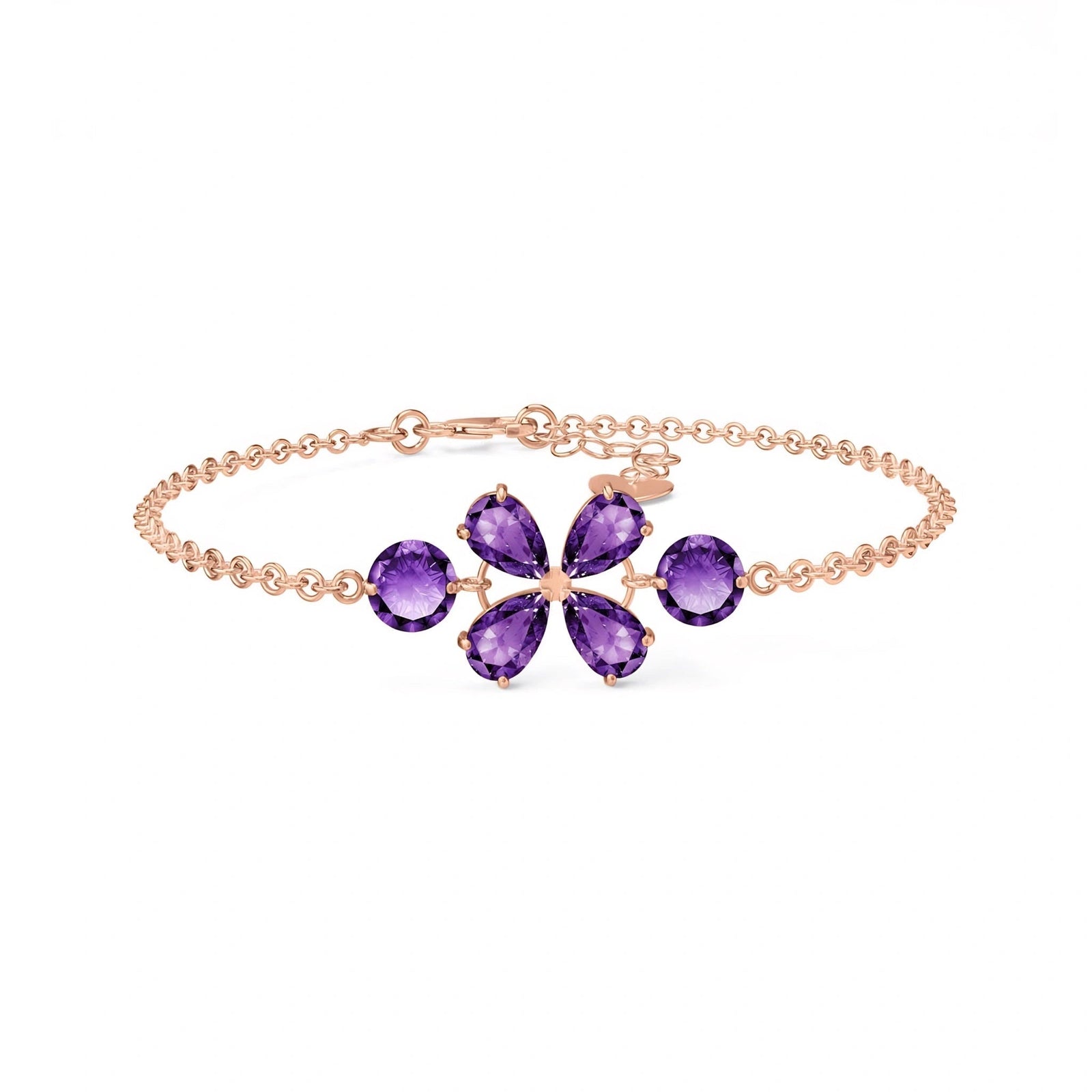 Rose Gold Cluster Gemstone Bracelet Garnet 10K — Fioretta