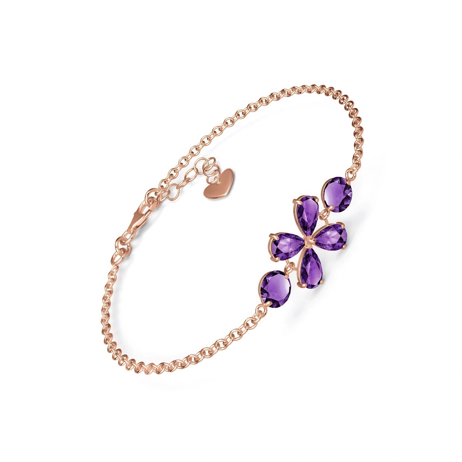 Rose Gold Cluster Gemstone Bracelet Garnet 10K — Fioretta