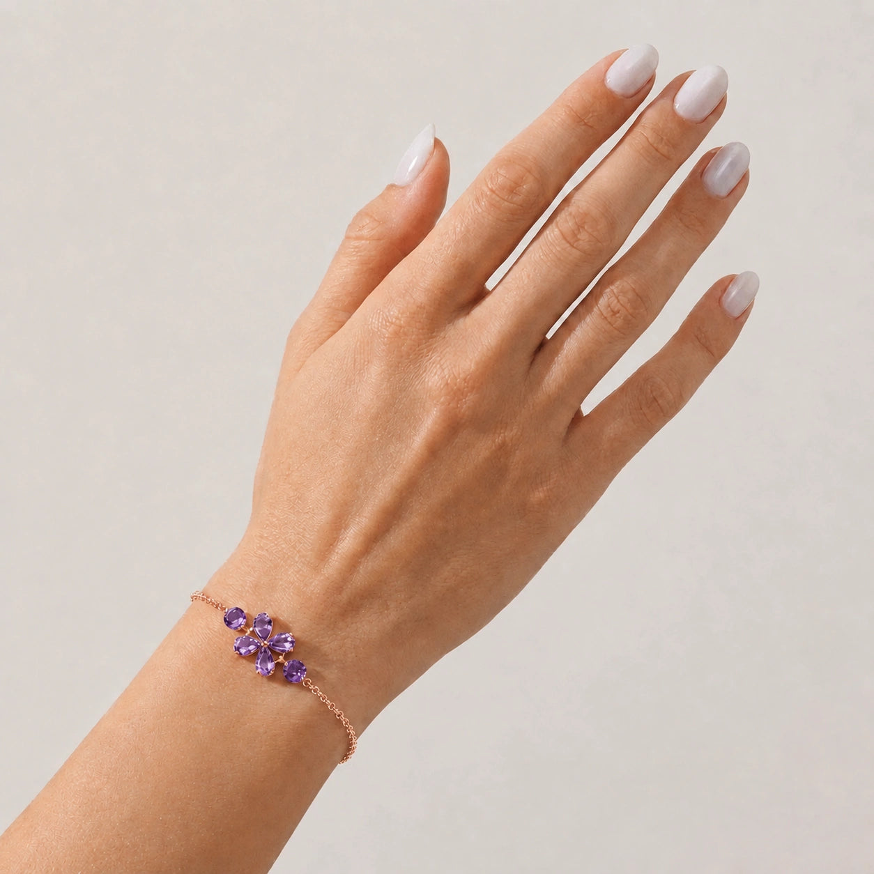 Rose Gold Cluster Gemstone Bracelet Garnet 10K — Fioretta