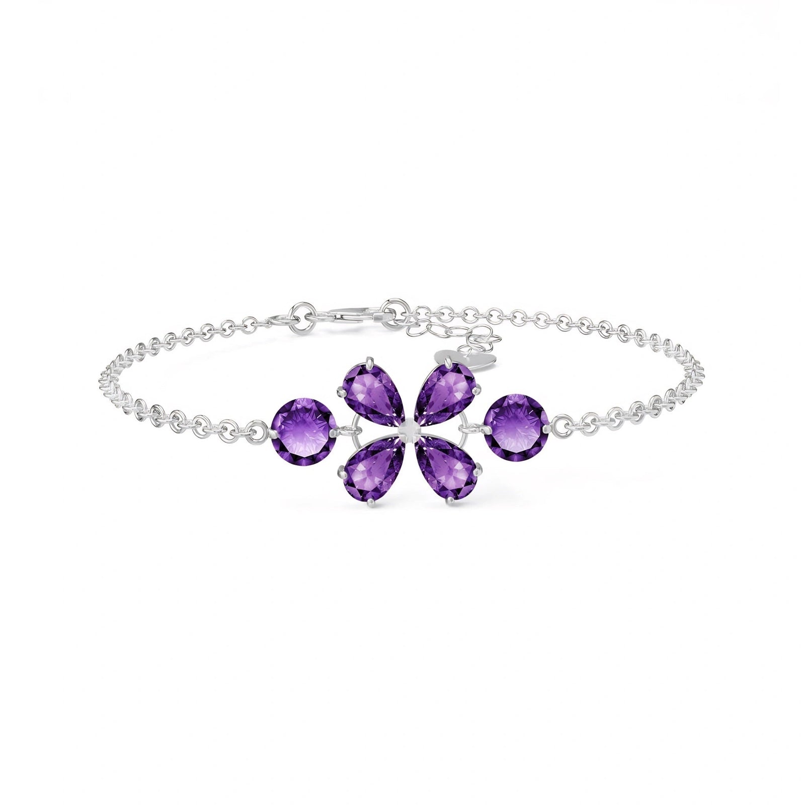 White Gold Cluster Gemstone Bracelet Garnet 10K — Fioretta