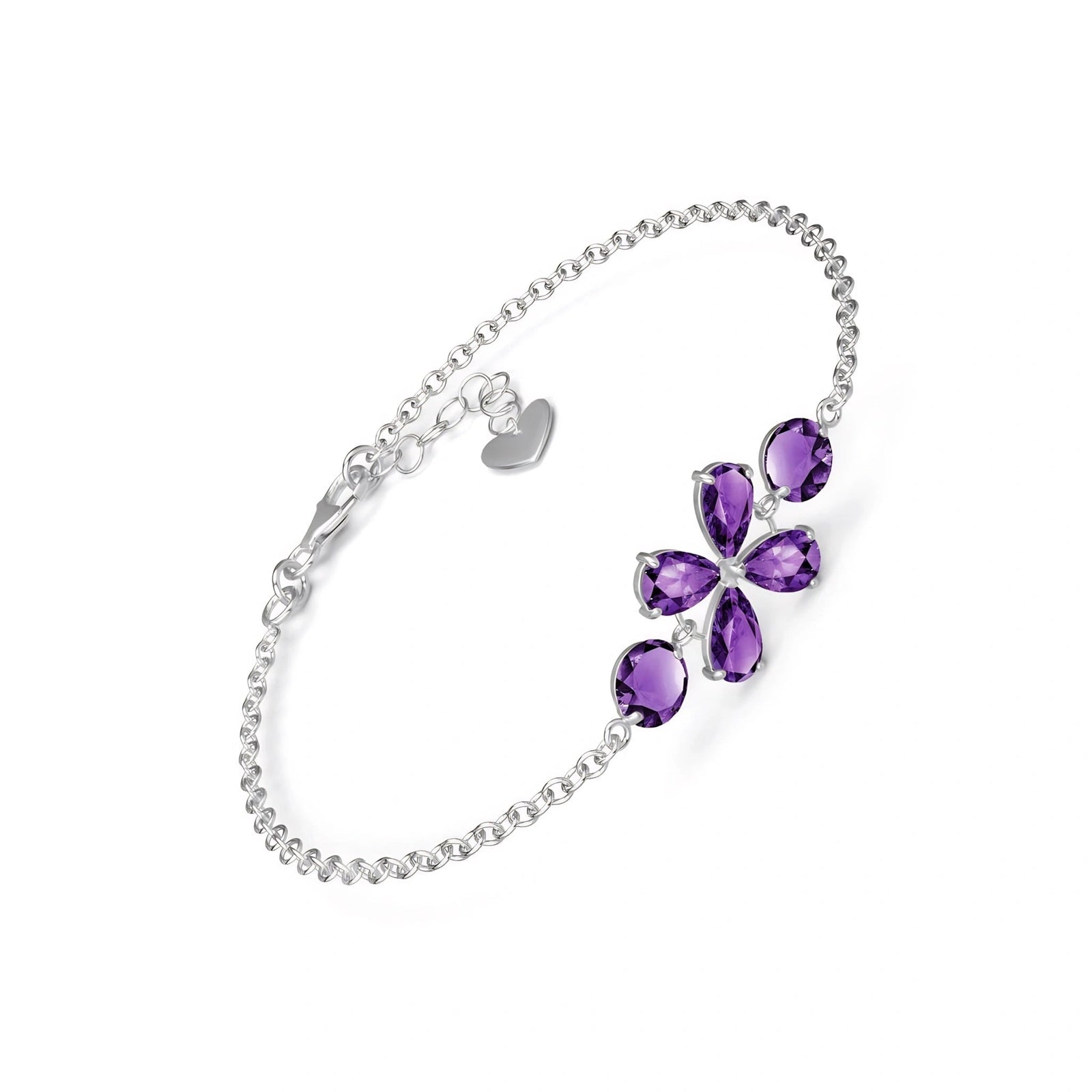 White Gold Cluster Gemstone Bracelet Garnet 10K — Fioretta