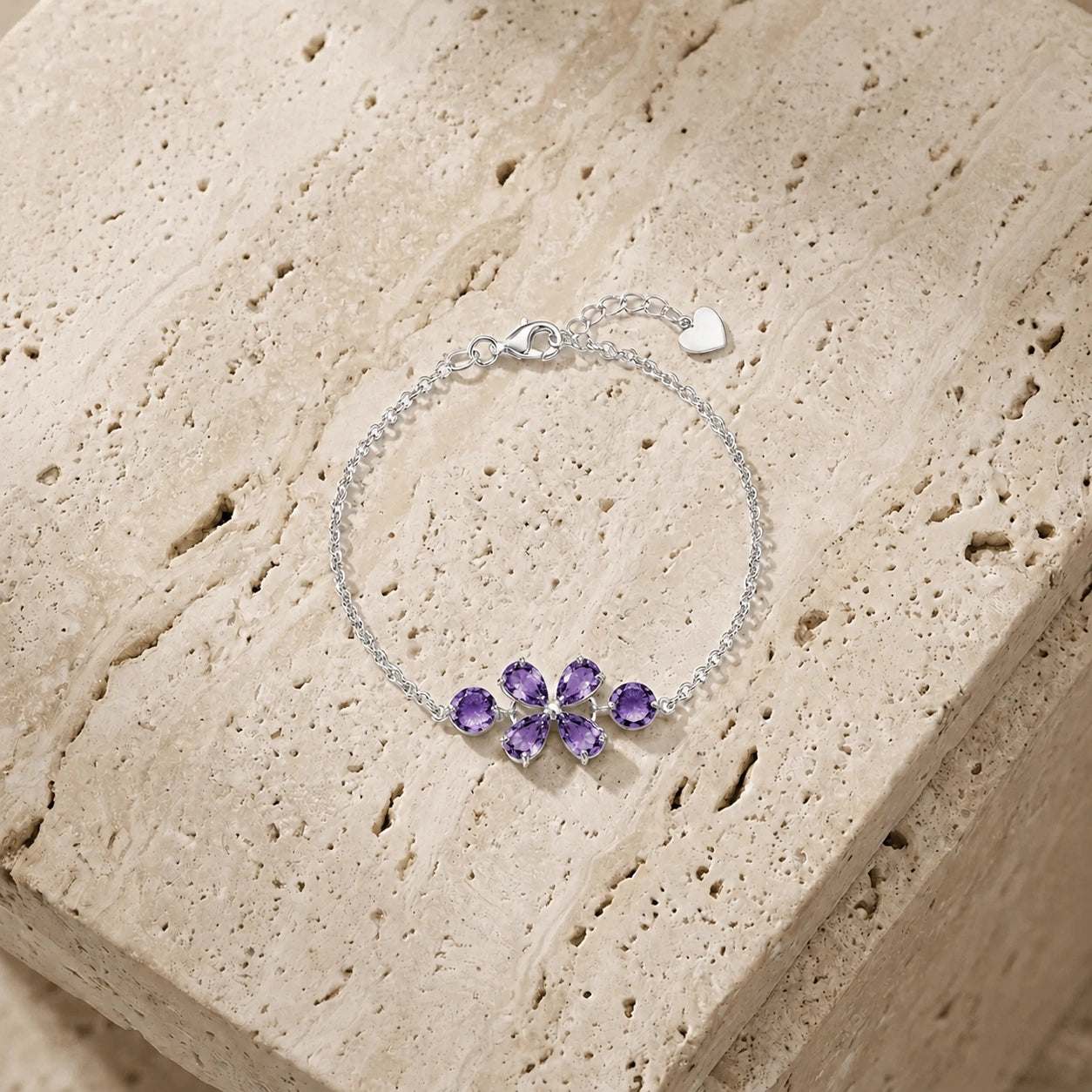 White Gold Cluster Gemstone Bracelet Garnet 10K — Fioretta