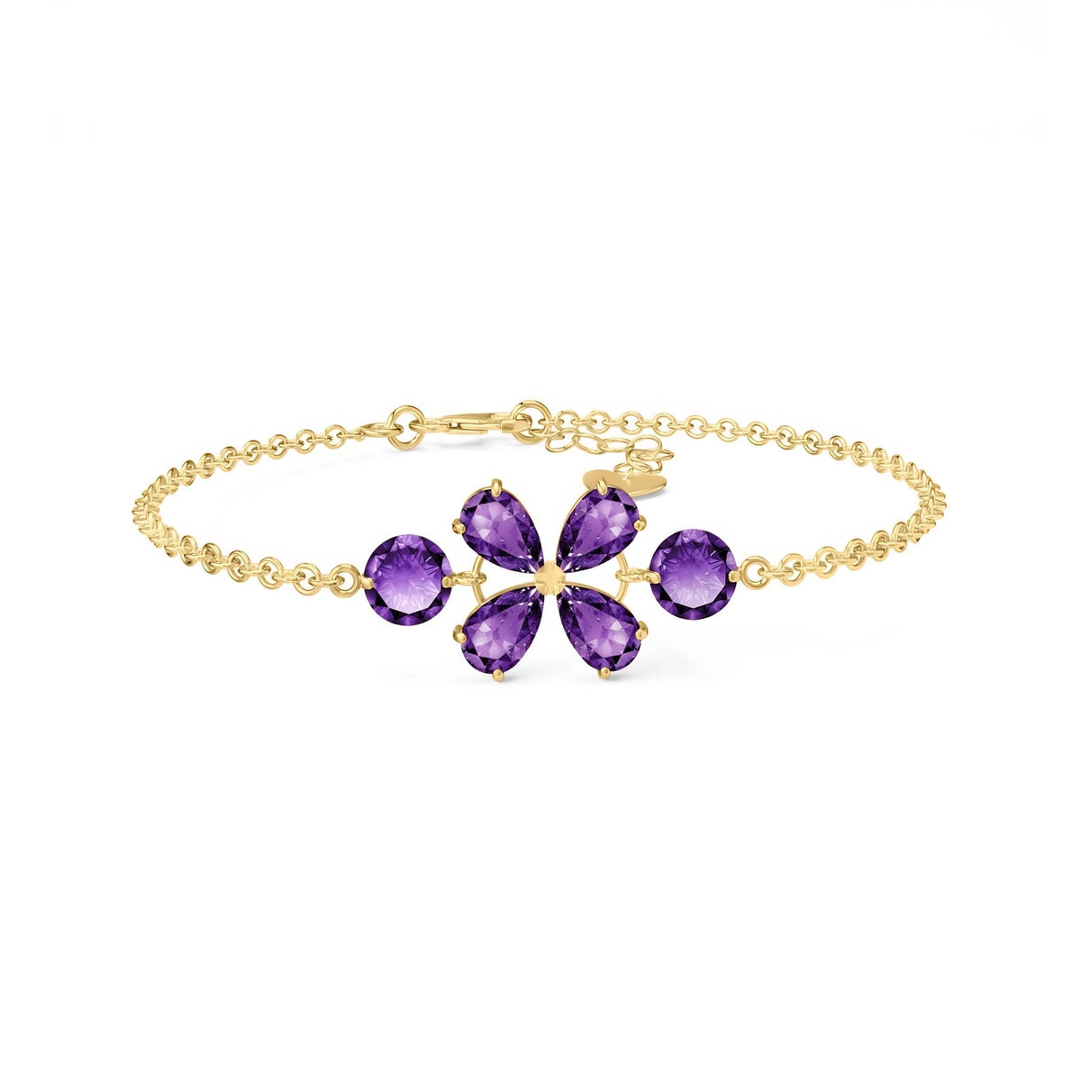 Yellow Gold Cluster Gemstone Bracelet Garnet 10K — Fioretta