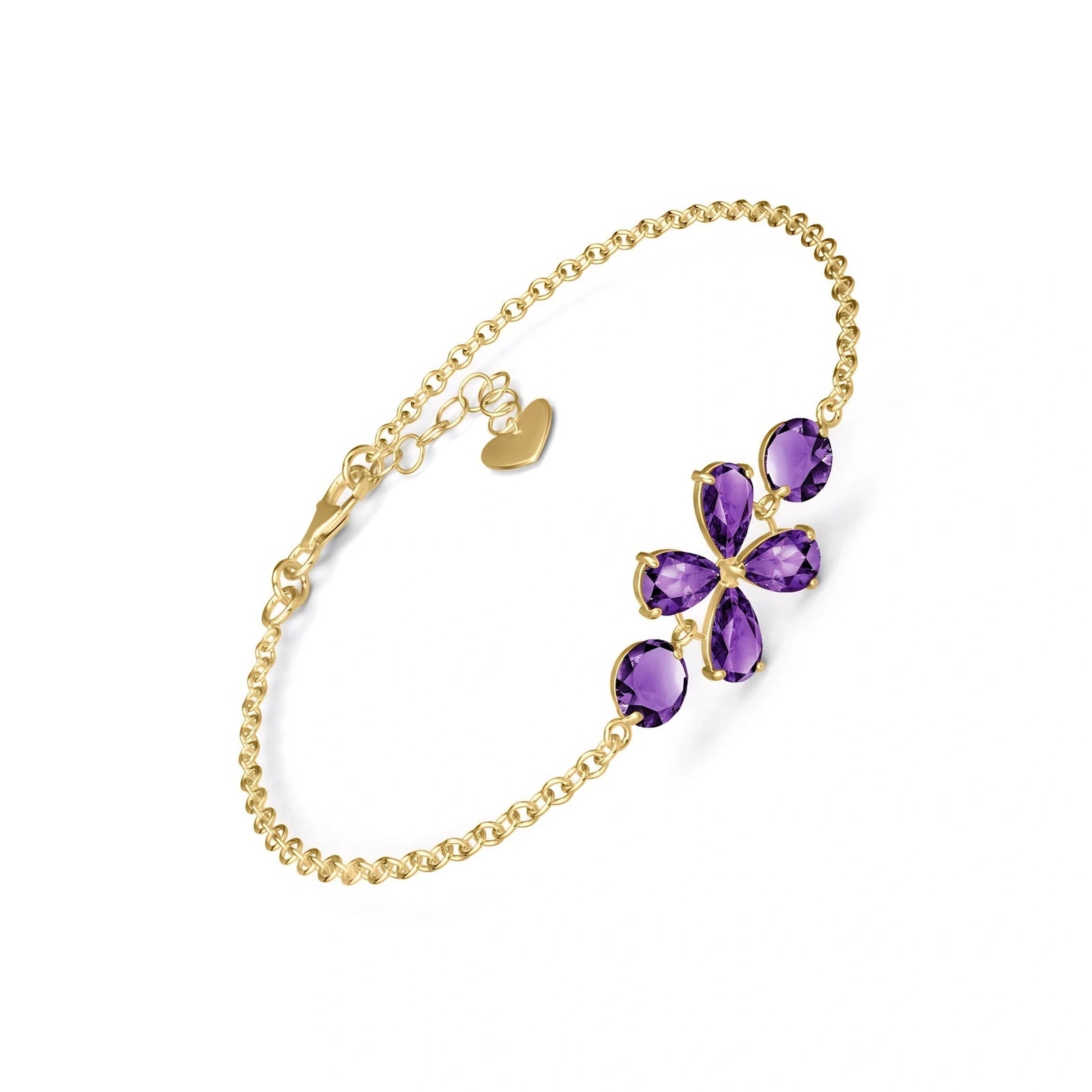 Yellow Gold Cluster Gemstone Bracelet Garnet 10K — Fioretta