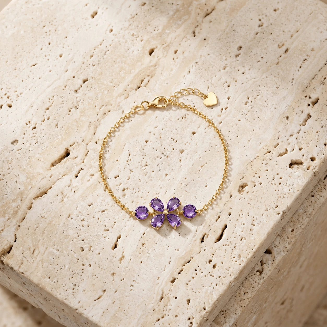 Yellow Gold Cluster Gemstone Bracelet Garnet 10K — Fioretta