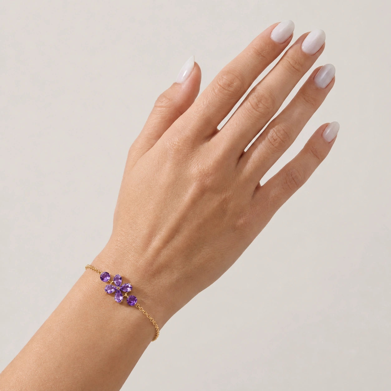 Yellow Gold Cluster Gemstone Bracelet Garnet 10K — Fioretta