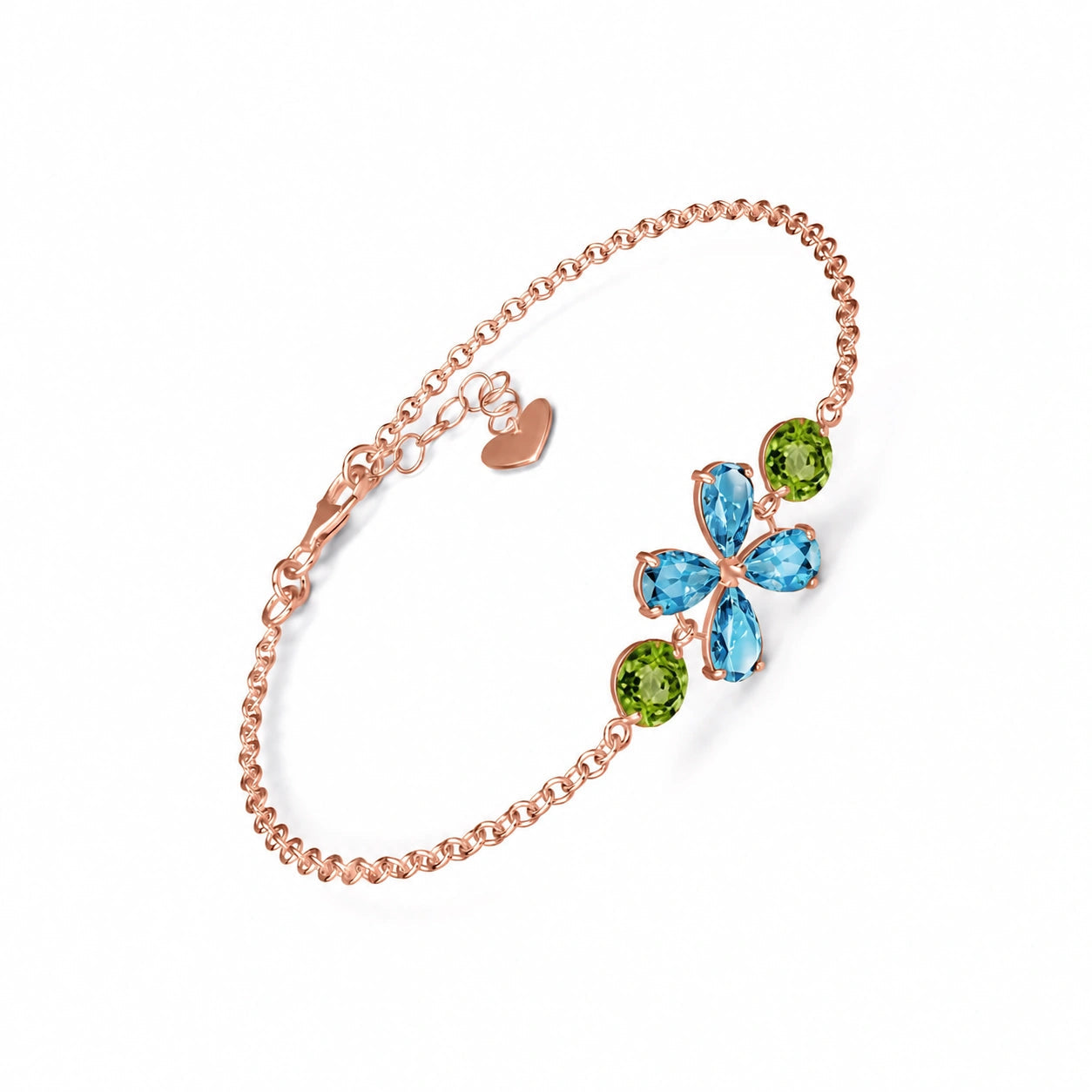 Rose Gold Cluster Gemstone Bracelet Peridot 10K — Fioretta